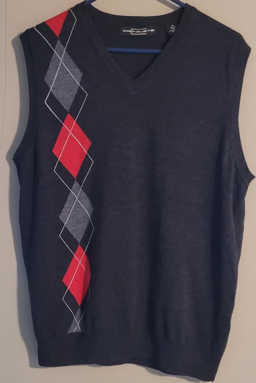 CARNOUSTIE black Merino Wool Vest Sleeveless Sweater Mens medium